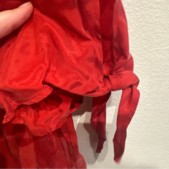 Lola‎ & Sophie Red V Neck Three Quarter Sleeve With Ties Size Small - Picture 4 of 4